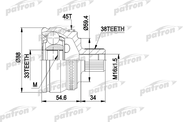 Jeu de joints, arbre de transmission PATRON PCV1435