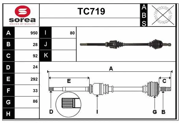 Arbre de transmission SERA TC719