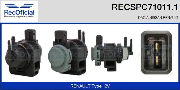 Transmetteur de pression, contrôle des gaz d'échappement RECOFICIAL RECSPC71011.1