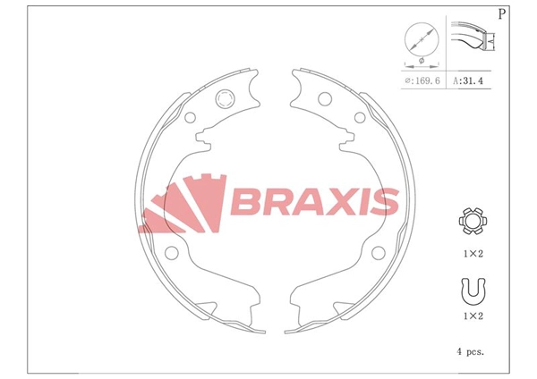 Jeu de mâchoires de frein, frein de stationnement BRAXIS AC0202