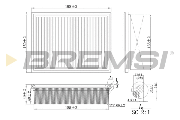 Filtre à air BREMSI FA2110