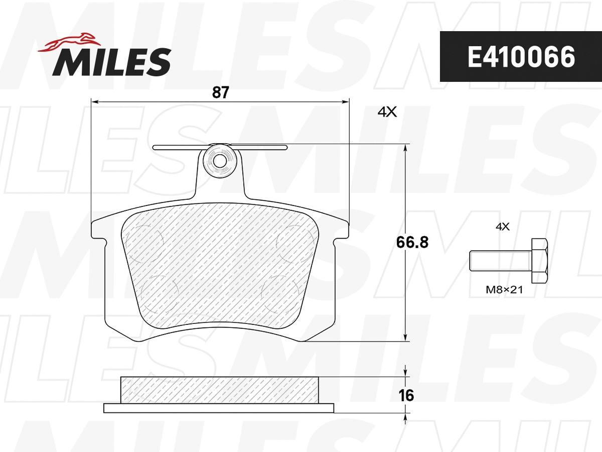 Kit de plaquettes de frein, frein à disque MILES E410066