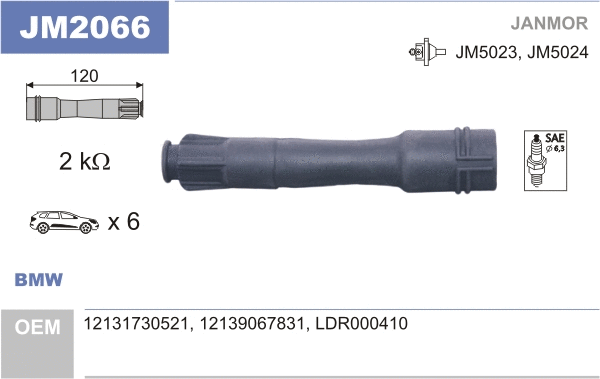 Fiche, bobine d'allumage JANMOR JM2066