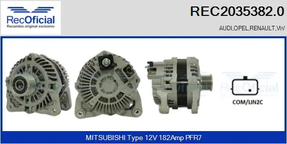 Alternateur RECOFICIAL REC2035382.0