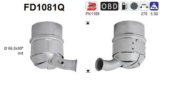 Filtre à particules / à suie, échappement AS FD1081Q