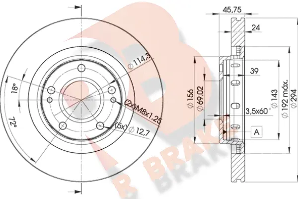 Disque de frein R BRAKE 78RBD25924