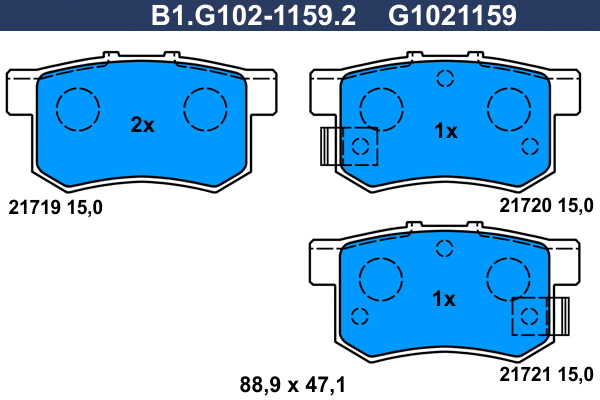 Kit de plaquettes de frein, frein à disque GALFER B1.G102-1159.2