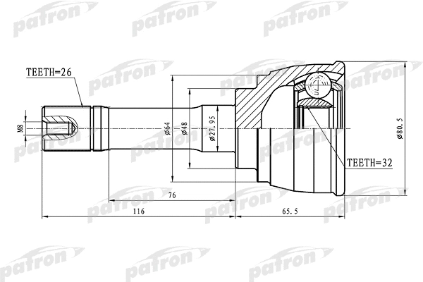 Jeu de joints, arbre de transmission PATRON PCV1425