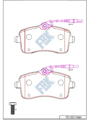 Kit de plaquettes de frein, frein à disque FBK FD18019MA