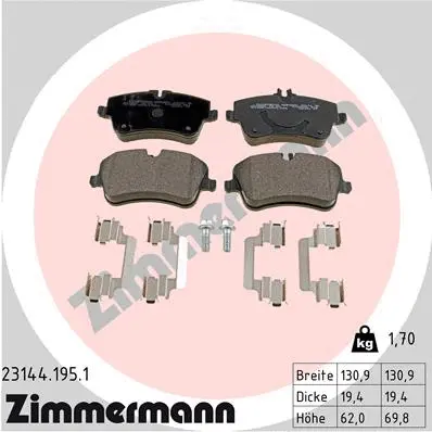 Kit de plaquettes de frein, frein à disque ZIMMERMANN 23144.195.1