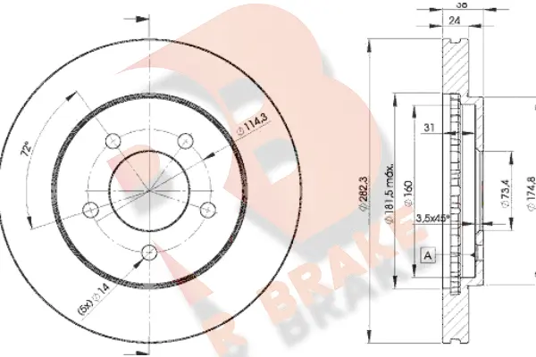 Disque de frein R BRAKE 78RBD25347