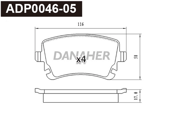 Kit de plaquettes de frein, frein à disque DANAHER ADP0046-05