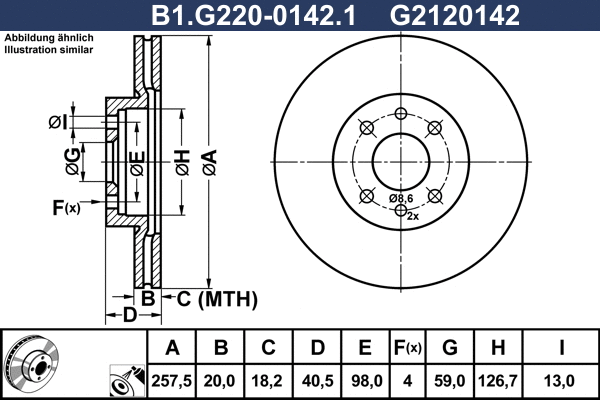 Disque de frein GALFER B1.G220-0142.1