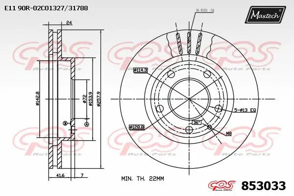 Disque de frein MAXTECH 853033
