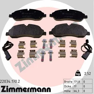 Kit de plaquettes de frein, frein à disque ZIMMERMANN 22034.170.2