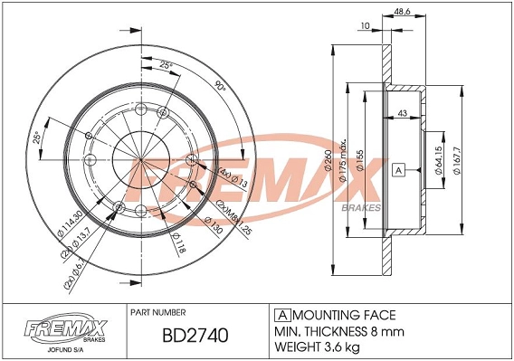 Disque de frein FREMAX BD-2740