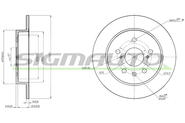 Disque de frein SIGMAUTO DBC075S