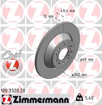 Disque de frein ZIMMERMANN 100.3320.20