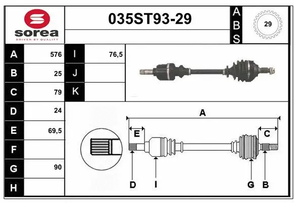 Arbre de transmission STARTCAR 035ST93-29