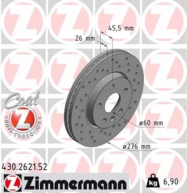 Disque de frein ZIMMERMANN 430.2621.52
