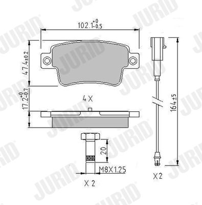 Kit de plaquettes de frein, frein à disque JURID 573345J