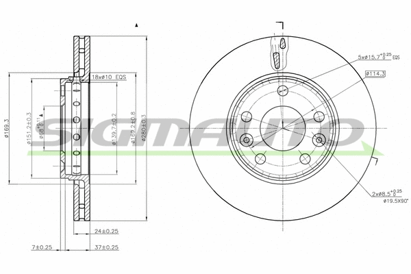 Disque de frein SIGMAUTO DBB728V