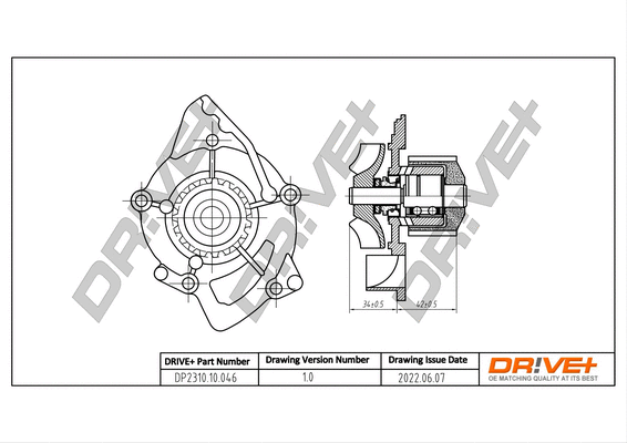 Pompe à eau, refroidissement du moteur Dr!ve+ DP2310.10.046