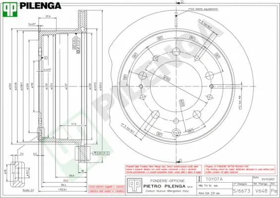 Disque de frein PILENGA V648