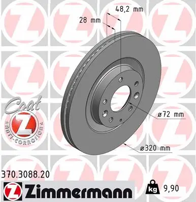 Disque de frein ZIMMERMANN 370.3088.20
