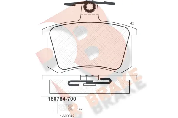 Kit de plaquettes de frein, frein à disque R BRAKE RB0784-700