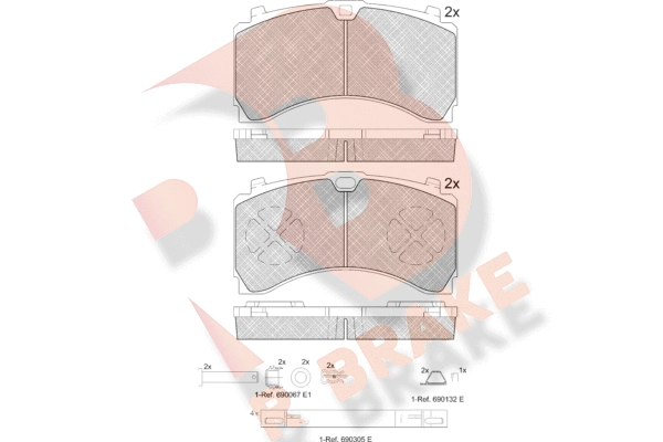 Kit de plaquettes de frein, frein à disque R BRAKE RB2123-066