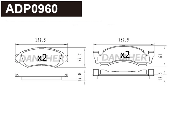 Kit de plaquettes de frein, frein à disque DANAHER ADP0960