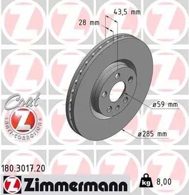 Disque de frein ZIMMERMANN 180.3017.20