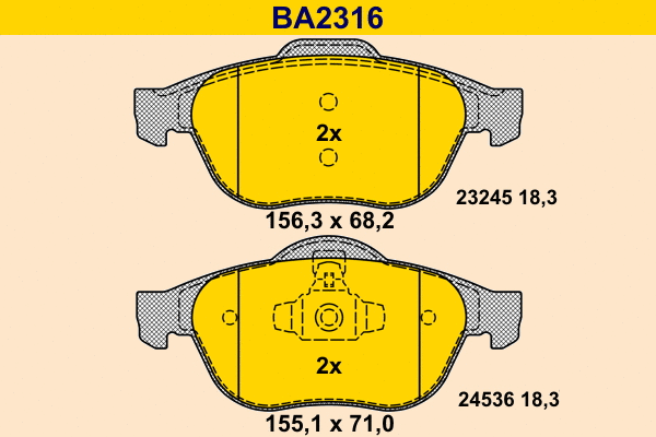 Kit de plaquettes de frein, frein à disque BARUM BA2316