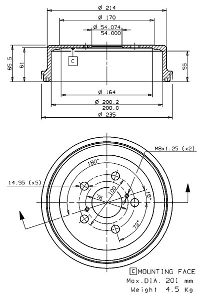 Tambour de frein VILLAR 627.0203