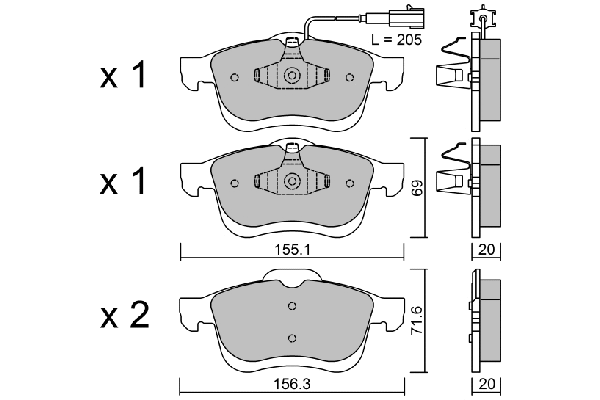 Kit de plaquettes de frein, frein à disque AISIN BPFI-1027