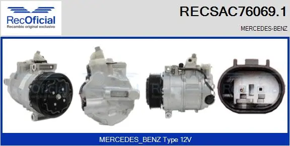 Compresseur, climatisation RECOFICIAL RECSAC76069.1