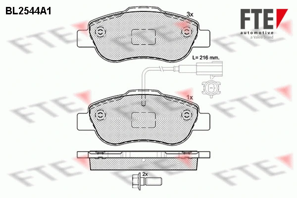 Kit de plaquettes de frein, frein à disque FTE 9010795