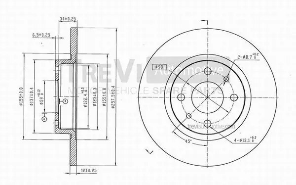 Disque de frein TREVI AUTOMOTIVE BD1016
