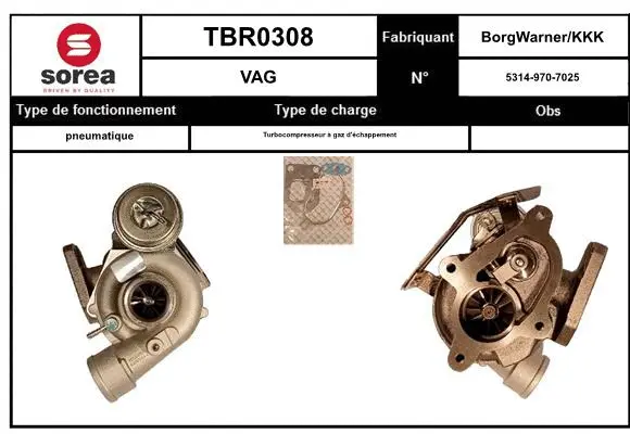Turbocompresseur, suralimentation EAI TBR0308