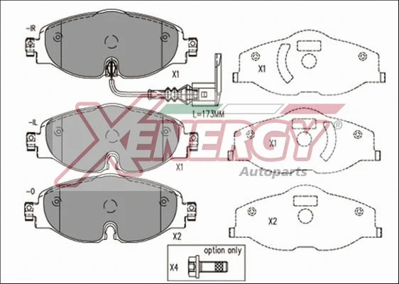 Kit de plaquettes de frein, frein à disque AP XENERGY X41163