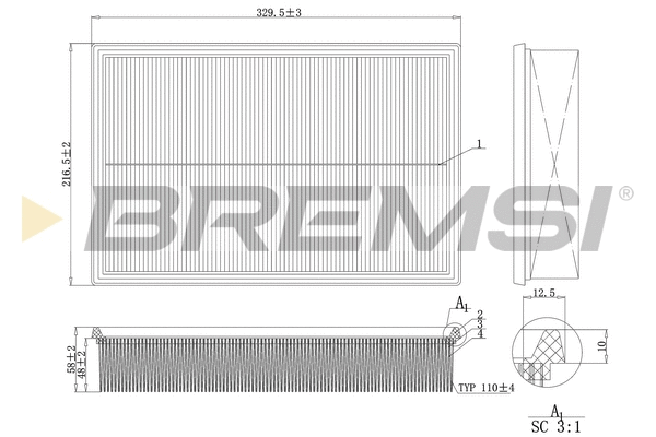 Filtre à air BREMSI FA1161