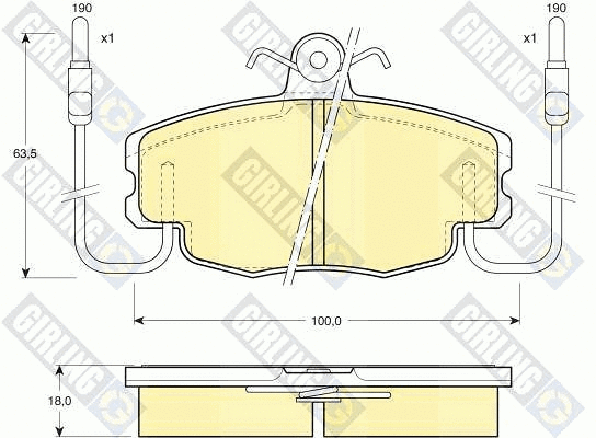 Kit de plaquettes de frein, frein à disque GIRLING 6108071