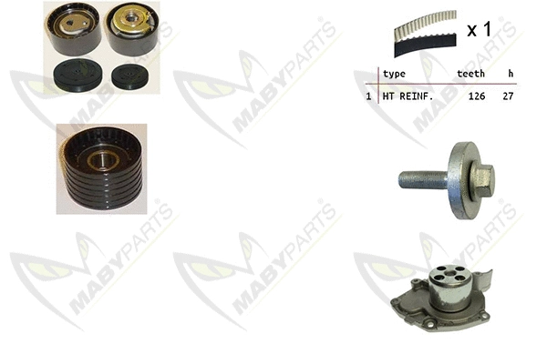 Pompe à eau + kit de courroie crantée MABYPARTS OBKWP0161