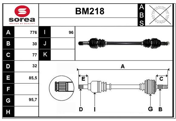 Arbre de transmission SERA BM218