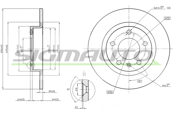 Disque de frein SIGMAUTO DBB651S