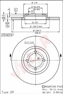 Disque de frein VILLAR 628.1624