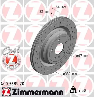 Disque de frein ZIMMERMANN 400.3689.20