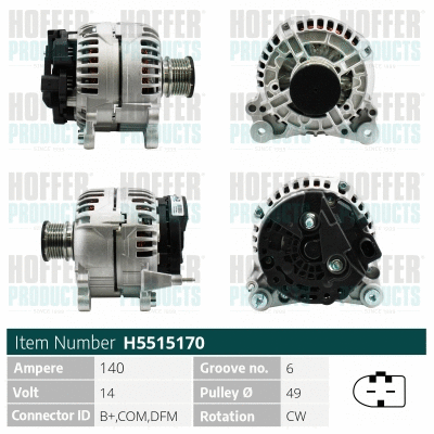 Alternateur HOFFER H5515170