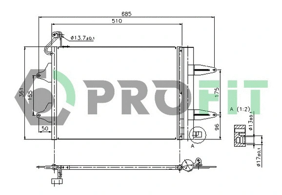Condenseur, climatisation PROFIT PR 9550C1